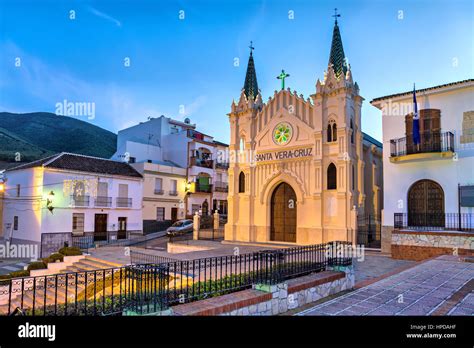 Church Of Santa Vera Cruz In The Evening In Alhaurin El Grande Stock