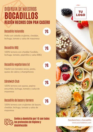 Carteles de Bocadillos y Sándwiches para editar gratis