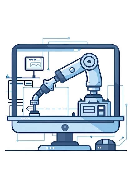 A Cute Cartoon Style Ofa Digital Twin Of A Manufacturing Process