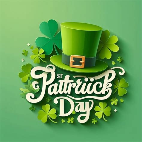 Premium Photo St Patricks Day Lettering Decoration Cloverleaf And Green Hat In Vector Illustration