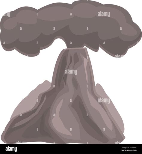 Natural Volcano Icon Cartoon Vector Volcanic Eruption Ash Disaster