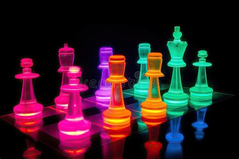A Neon Chess Set, with Pieces in Motion and the Checkmate in Sight ...