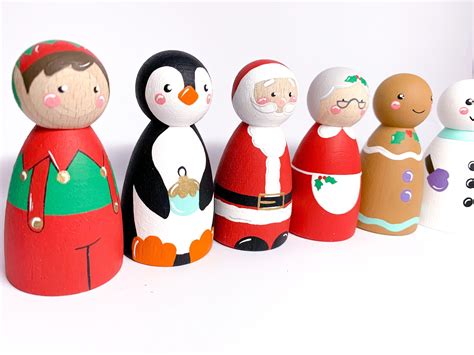 Christmas Peg Dolls Etsy Canada Peg Dolls Wood Peg Dolls Dolls