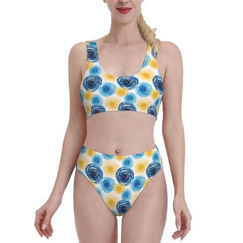 Logiee Circular Print Women S Piece Bikini Set Halter Bathing Suit