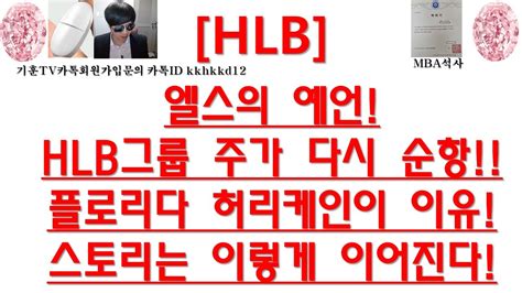 주식투자 Hlb엘스의 예언hlb그룹 주가 다시 순항플로리다 허리케인이 이유스토리는 이렇게 이어진다 Youtube