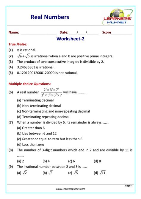 Real Numbers 10 Class