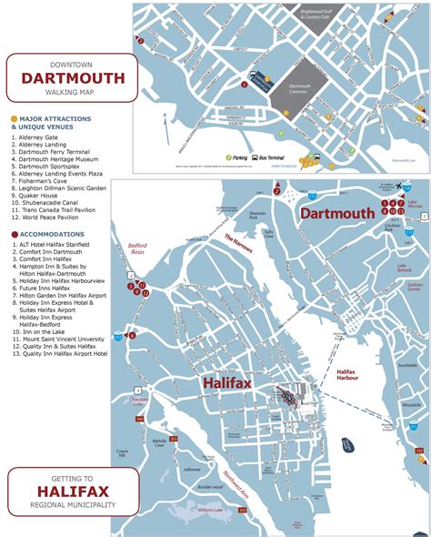 Halifax and Dartmouth tourist map - Ontheworldmap.com