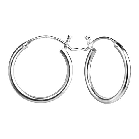 Silver Jd 20mm Sterling Silver French Lock Ear Hoops Jd8991