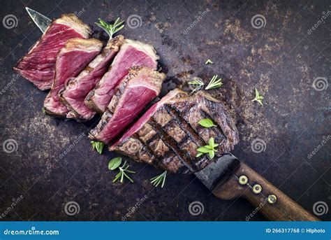 Traditional Barbecue Wagyu Sirloin Roast Beef Steak Sliced With Herbs