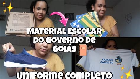 Material Escolar do Governo 2023 Estado de Goiás Uniforme completo