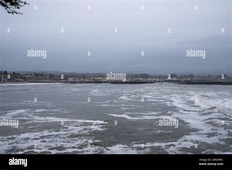 Bomb cyclone causes severe storm, flood damage, Santa Cruz, Jan 5, 2023; storm kills 2. Pier is ...