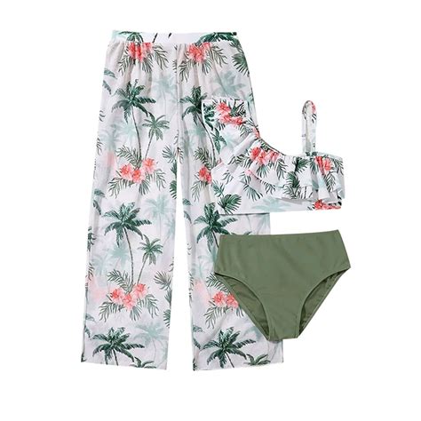 Baozhu Girl S 3 Pack Floral Bikini Set Swimwear Bathing Suit Swimsuit 8 12 Years Walmart