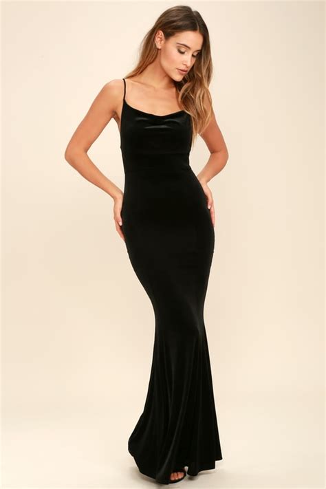 Sexy Velvet Dress Black Dress Mermaid Maxi Dress Bodycon Maxi Dress 6800 Lulus