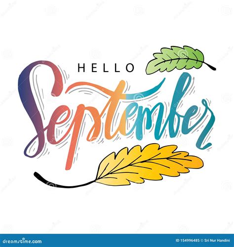 Hello September Hand Lettering Calligraphy. Stock Illustration ...