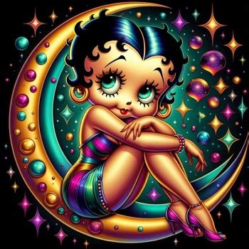 Solve Betty Boop Hanging Out With The Crescent Moon Jigsaw Puzzle