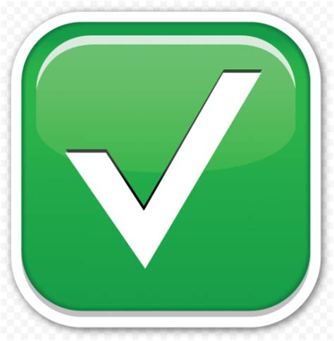 Green Square Check Mark Emoji Icon | Citypng