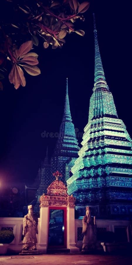 Wat Pho at Night in Thailand. Stock Photo - Image of beautiful ...