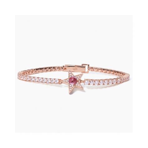 Bracciale tennis rosè stella pietra rosa