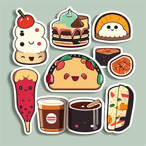 Premium Vector Food Sticker Set Vector