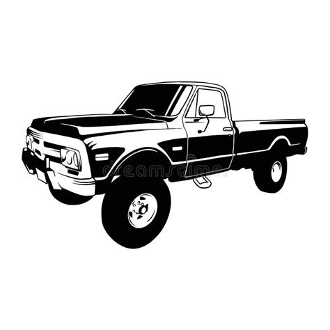 Pickup Lifted 1972 Muscle Car Classic Car Stencil Silhouette