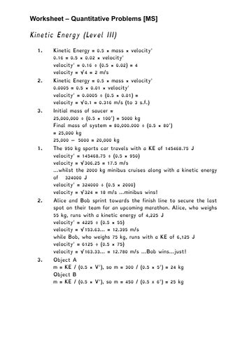 P103 Kinetic Energy Powerpoint Lesson And Worksheets Teaching Resources