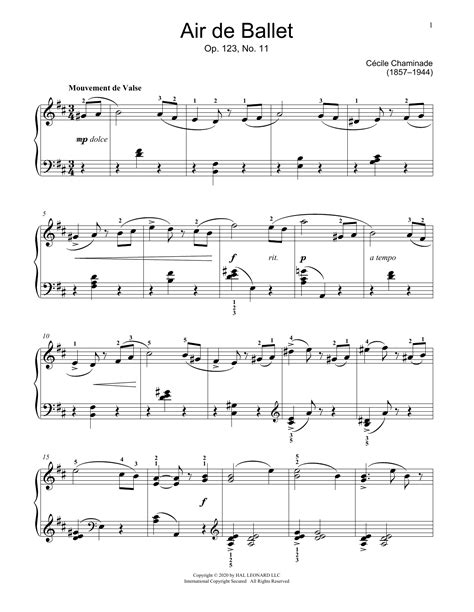 Cecile Chaminade "Air de Ballet, Op. 123, No. 11" Sheet Music Notes | Download Printable PDF ...