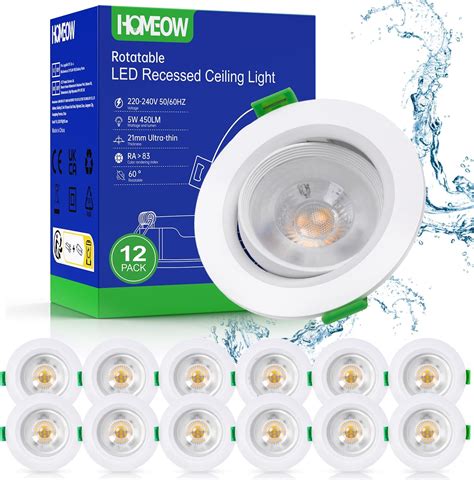 HOMEOW Lot De 12 Spot LED Encastrable Orientable 5W Spot Led Plafond