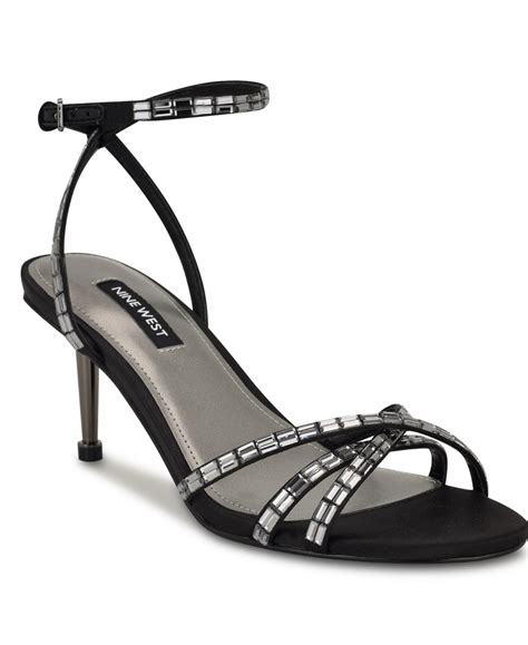 Nine West Womens Amseta Strappy Embellished Stiletto Sandals In Black
