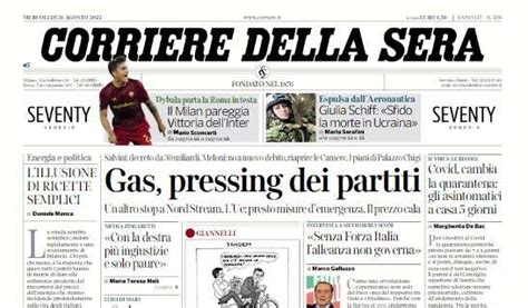 Il Corsera In Prima Pagina Il Milan Pareggia Vittoria Dellinter