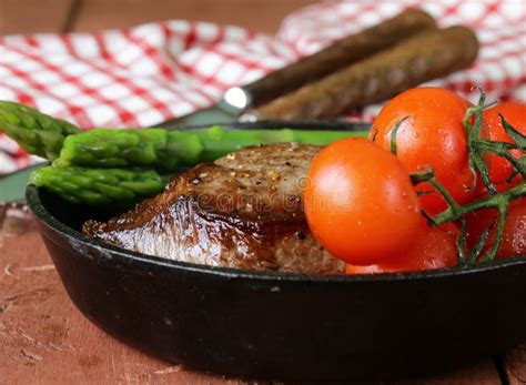 Grilled Meat Beef Steak With Vegetable Garnish Stock Image Image Of