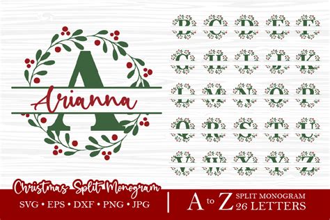 Christmas Split Monogram Svg Alphabet Graphic By Goodscute Creative