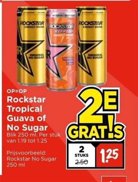 Rockstar Tropical Guava Of No Sugar Blik Ml Aanbieding Bij Vomar