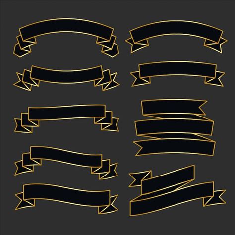 Free Vector | Premium black and gold ribbon set