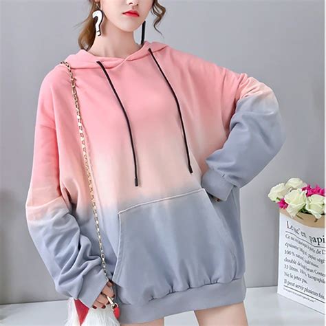 Korean Style Long Sleeve Oversize Hoody Sweatshirts Women Purple Pink