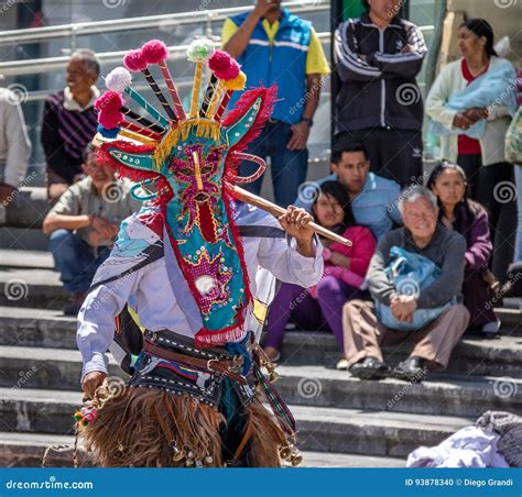 Group In Local Costume Performing Ecuadorian Traditional Dance Quito