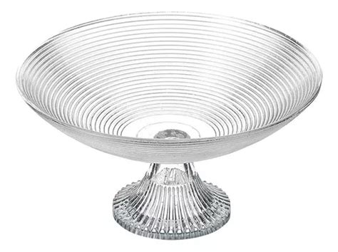 Fruteira De Mesa Vidro Redonda Pe Espiral 15x28cm De Ø