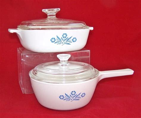 4 Pcs Corning Ware Blue Cornflower Casserole And Pot With Lids Range