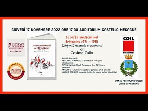 Presentazione Del Libro LE LOTTE SINDACALI NEL BRINDISINO 1971 1981