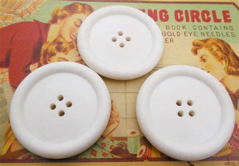 Large White Buttons 1 34 Vintage White Four Hole Etsy White