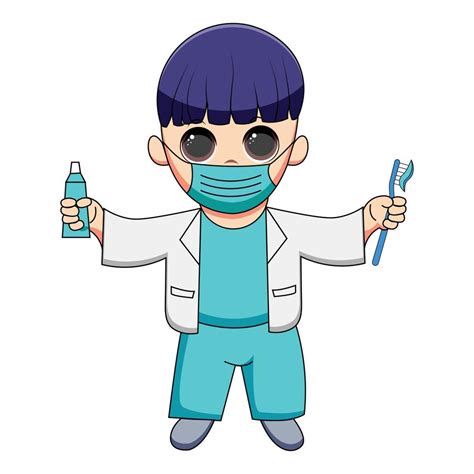 Cute Dentist Cartoon Vector Icon Illustration People Health Icon