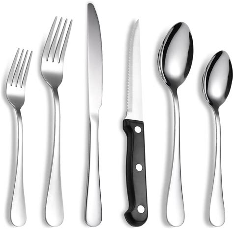 Amazon Svailse Piece Silverware Set With Steak Knives Service