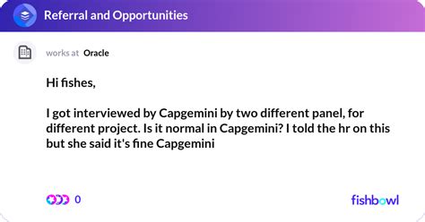 Hi Fishes I Got Interviewed By Capgemini By Two Fishbowl