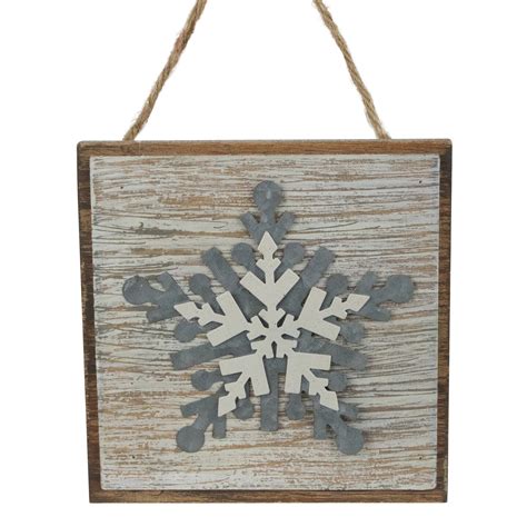 Cc Christmas Decor 5 Wood And Metal Snowflake Hanging Christmas