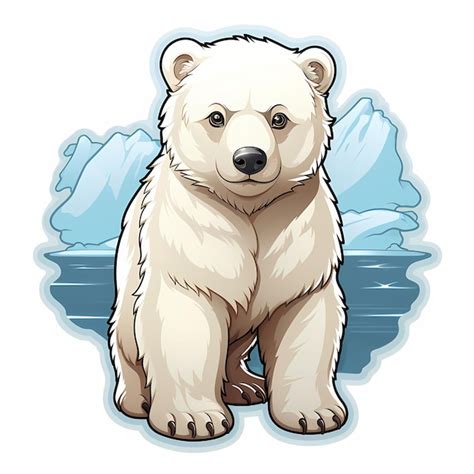 Um urso polar está parado no gelo na frente de icebergs Foto Premium