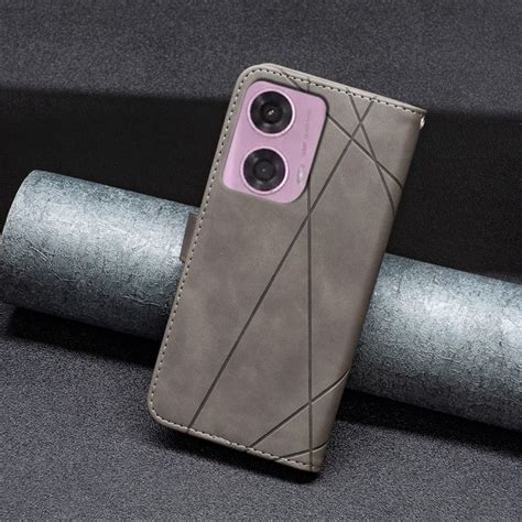 Knížkové pouzdro Rhombus šedé Motorola Moto G34 5G Levné Kryty