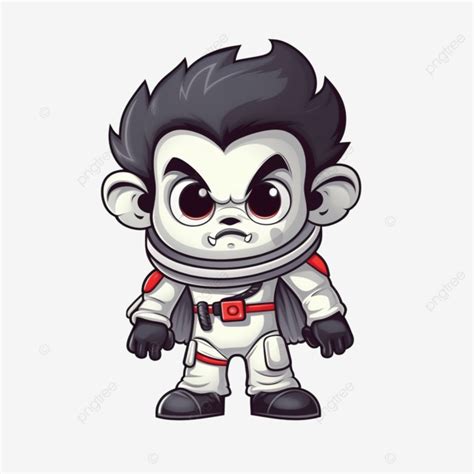 Cute Astronaut Dracula Vampire Halloween Cartoon Illustration Cartoon