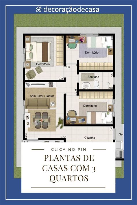 Plantas De Casas Com 3 Quartos Em 2024 Plantas De Casas Casas Com 3 Quartos Projetos Casas 3