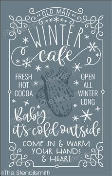 man winter cafe stencil