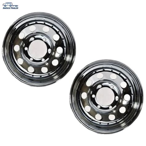 14X6 Chrome Modular 1900 Lbs Steel Trailer Wheel With Rivets Steel