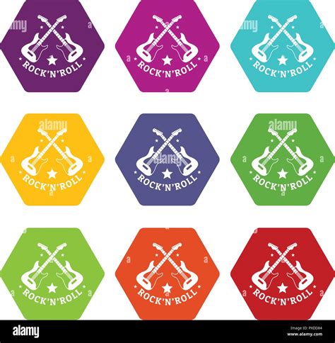 Rock n roll icons set 9 vector Stock Vector Image & Art - Alamy